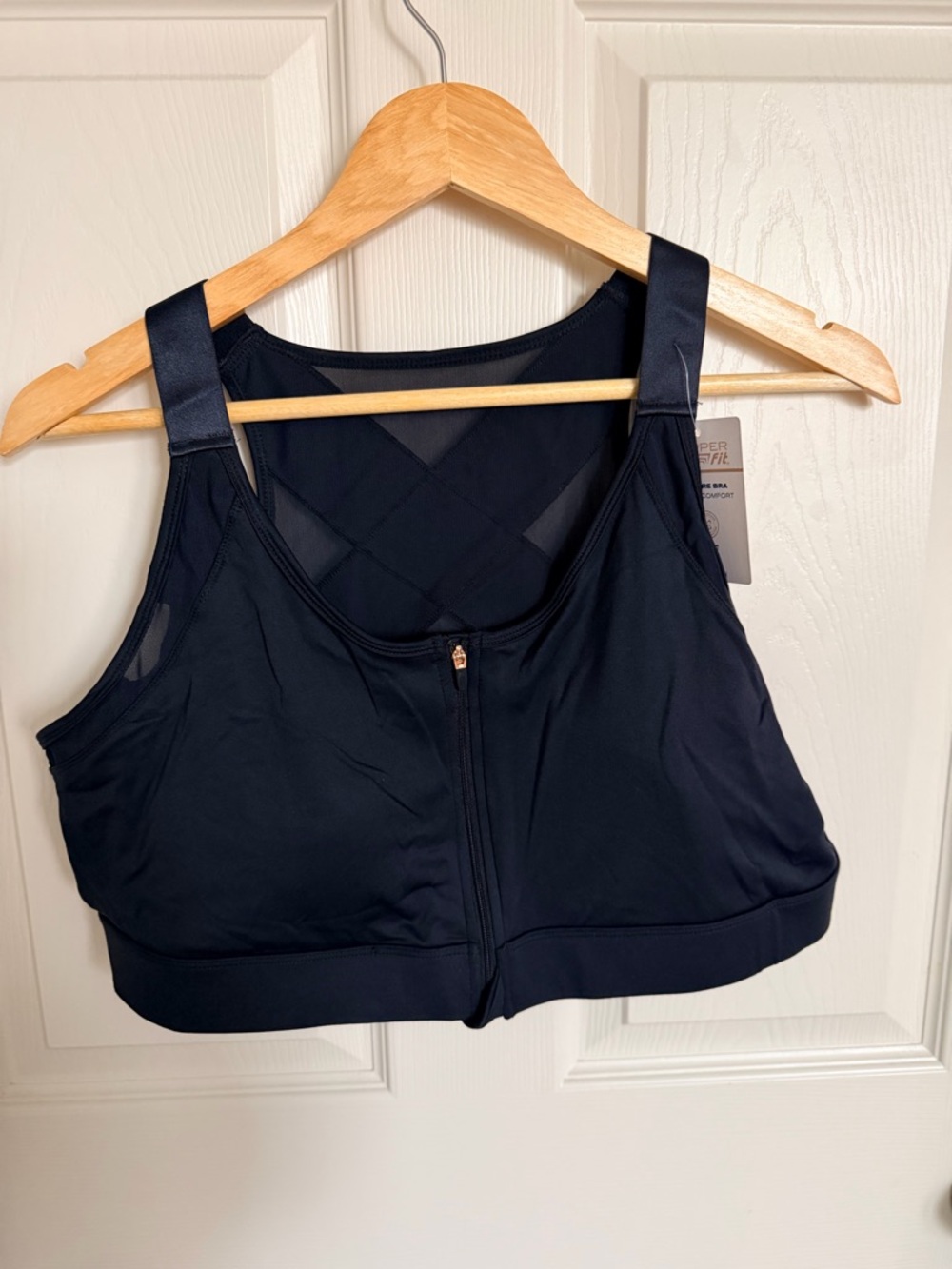 Everyday Support Copper Fit Front-Zip Posture Sports Bra - Black Size 2X